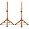 Technical Pro 2 Pack Orange Tripod Speaker Stands Steel 40 Lbs Capacity Adjustable Height